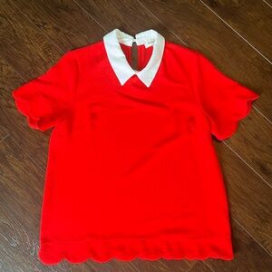 Monteau red scalloped shirt